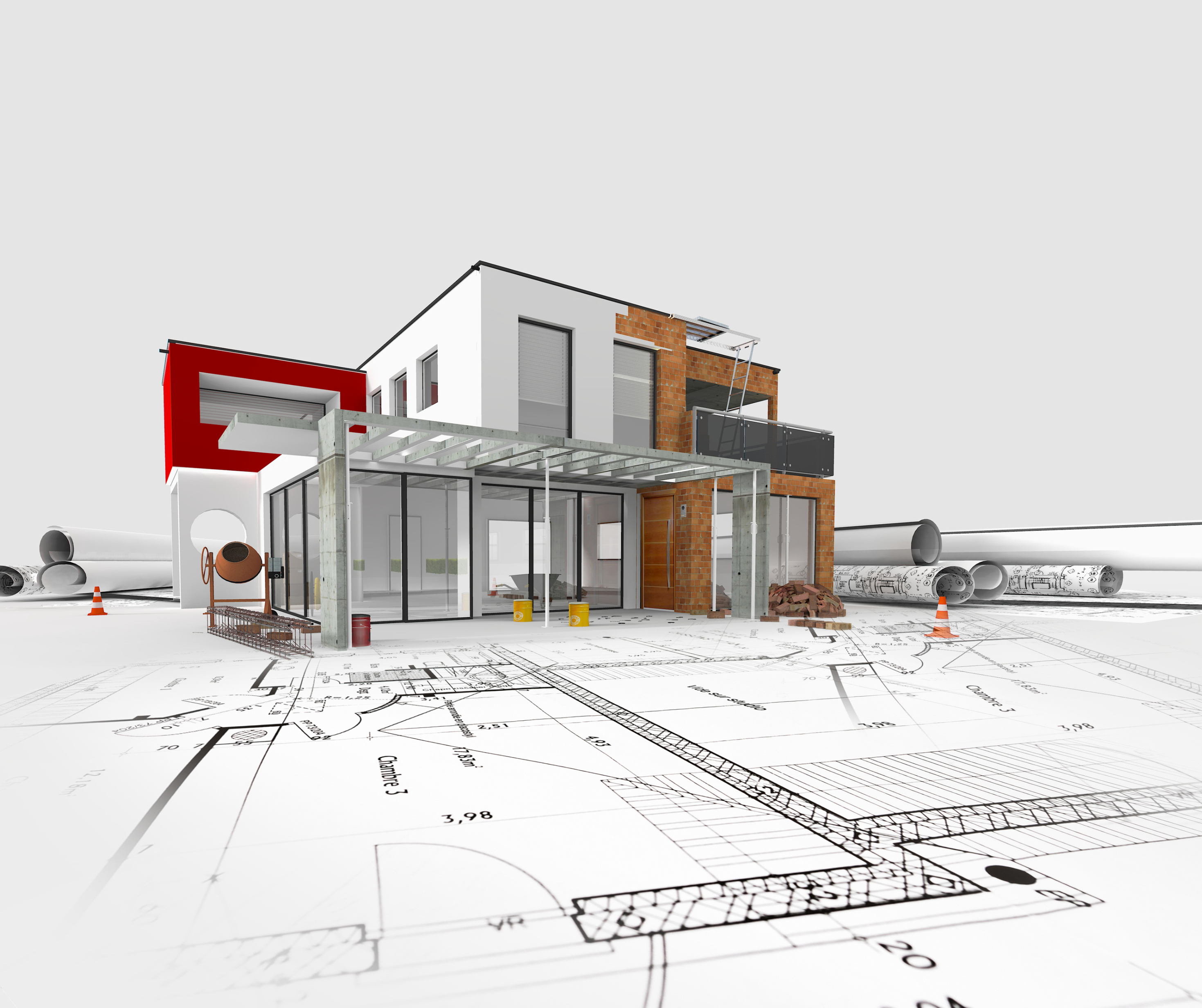3d small house front design