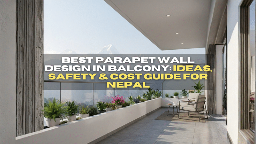 Modern parapet wall design in balcony with glass railing and mountain view in Nepal