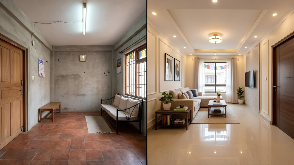 economy vs luxury house interior finish comparison Nepal