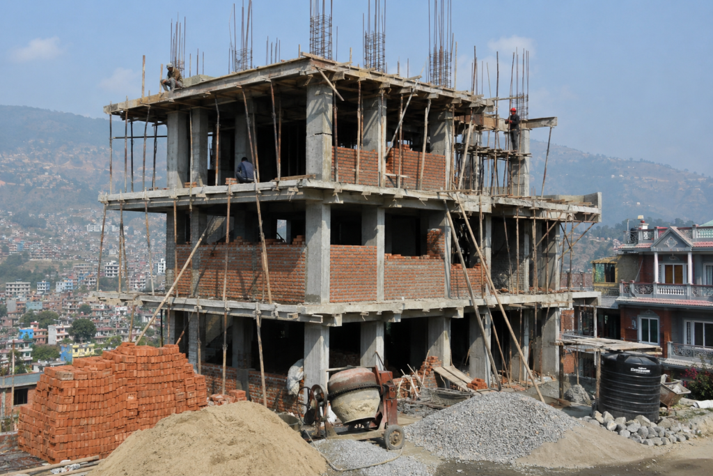 RCC frame house under construction in Kathmandu Nepal 2026