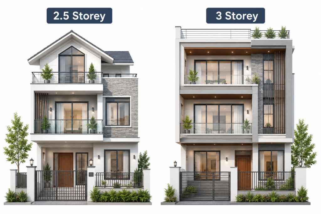 2.5 storey vs 3 storey house in Nepal comparison