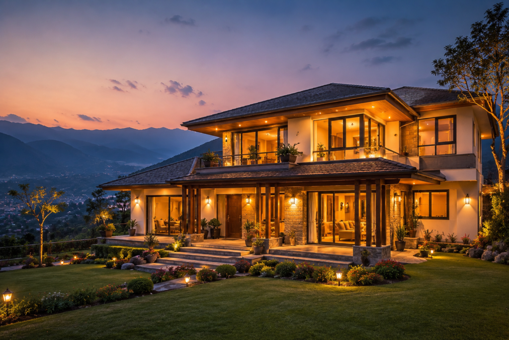 beautiful modern house design Nepal completed home exterior